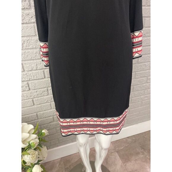 White House Black Market Aztec Trim Long Sleeve Shift Dress Size S - Picture 4 of 10